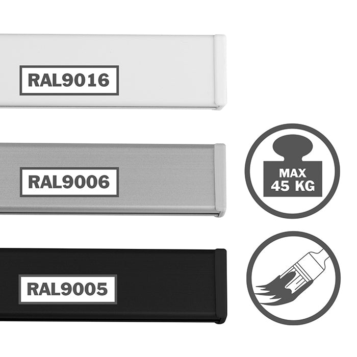 STAS cliprail pro 150 cm + monteringssats Tavelupphängningssystem erbjuder en smäcker design utan att kompromissa med styrkan.