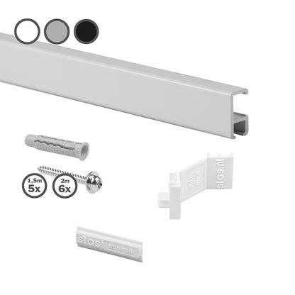 STAS minirail 150 cm + monteringssats är det idealiska valet för ett elegant och diskret tavelupphängningssystem.