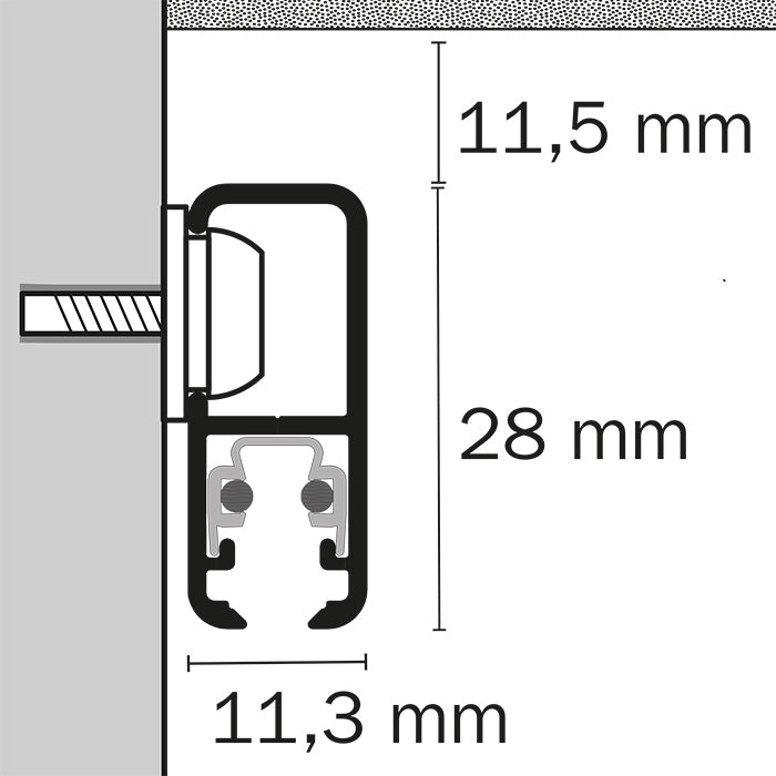 STAS multirail vit 150 cm + monteringssats innehåller monteringssats för enkel installation av skenan.