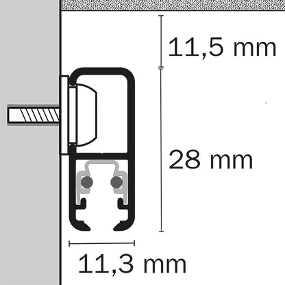 STAS multirail vit 150 cm + monteringssats innehåller monteringssats för enkel installation av skenan.